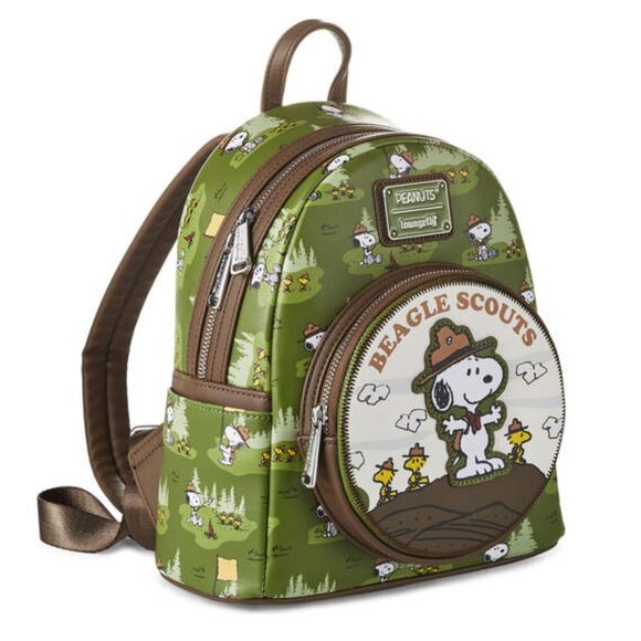 Loungefly Peanuts Snoopy Beagle Scouts Mini Green Backpack New Sealed - Picture 8 of 15
